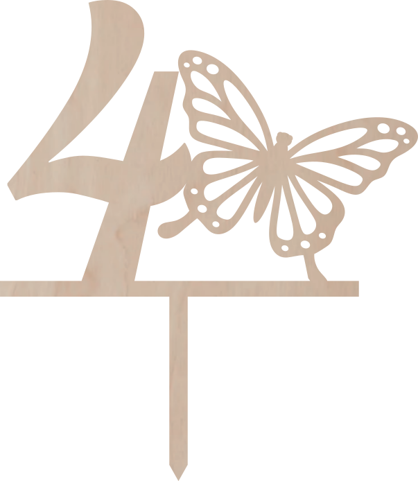 Topper na tort Cyfra z motylem