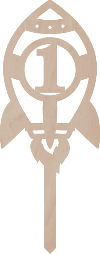 Drewniany topper – Rakieta z cyfrą - Liczebnik: 11