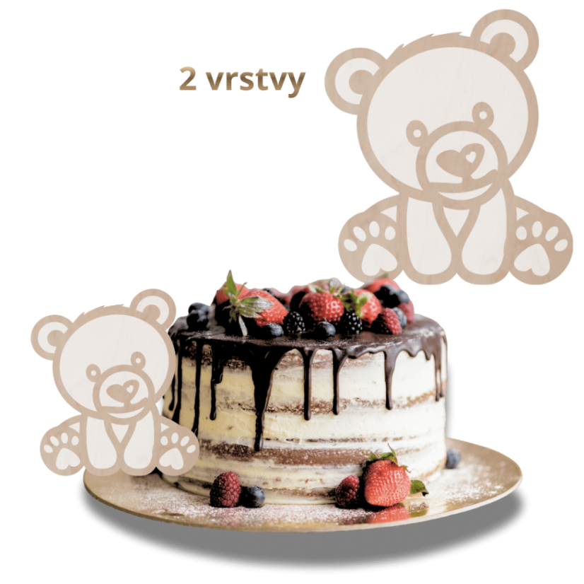 Drewniana dekoracja Miś z serduszkiem - dwuwarstwowa