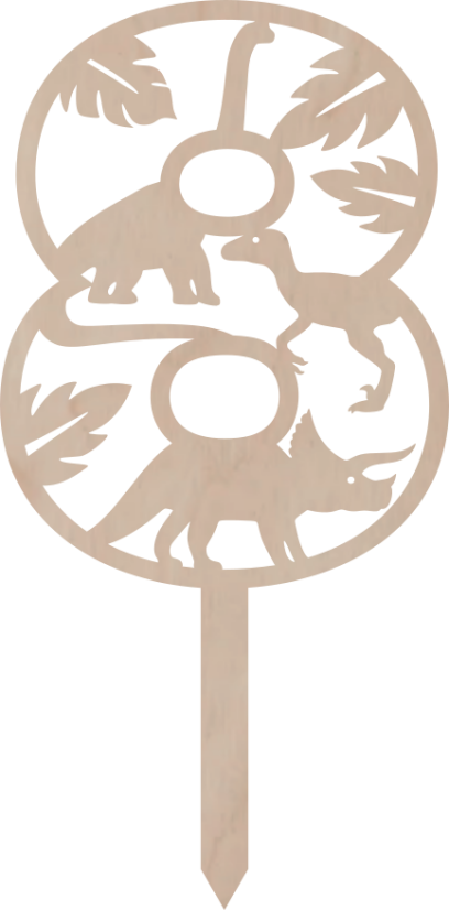 Topper na tort Cyfra z motywem dinozaura - Liczebnik: 7