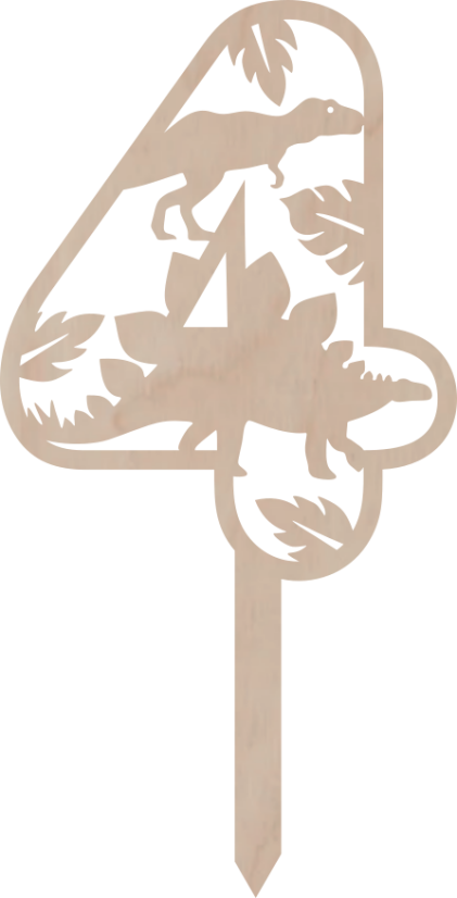 Topper na tort Cyfra z motywem dinozaura - Liczebnik: 7