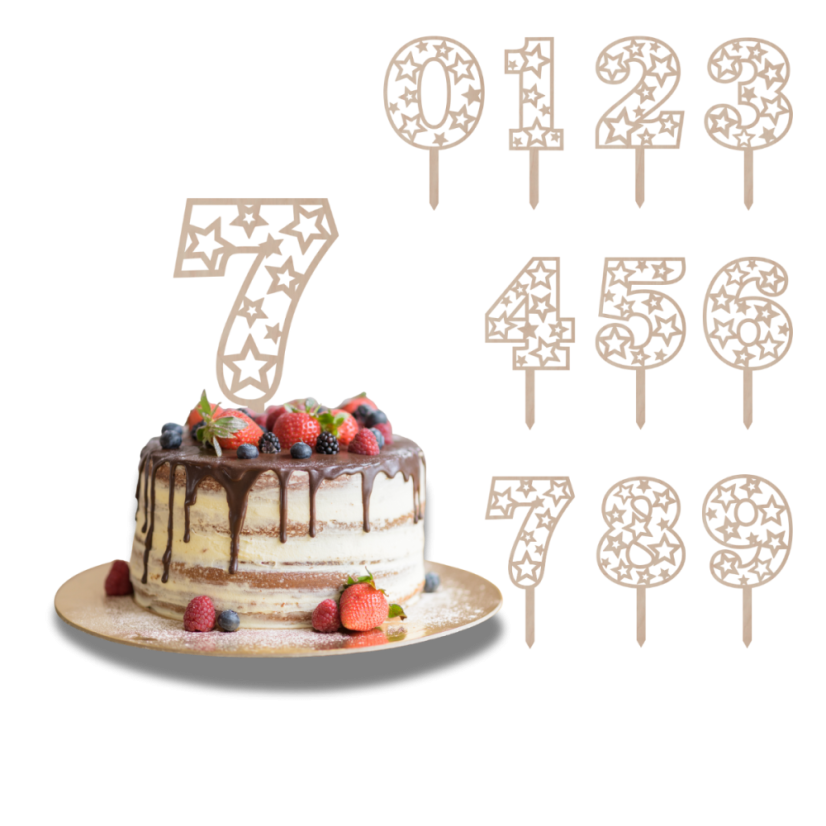 Dortový zápich Číslovka s hvězdami - Číslovka: 2