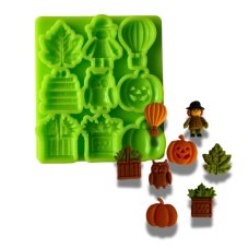 Silikónová formička Jeseň – tekvica, sova, list a košík