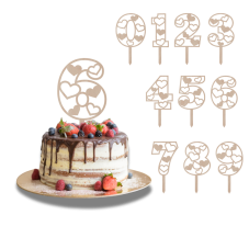 Tortový zápich Číslovka s ♥ (Srdce)