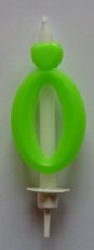 Świeczka do tortu zielona odblaskowa - cyfra 0