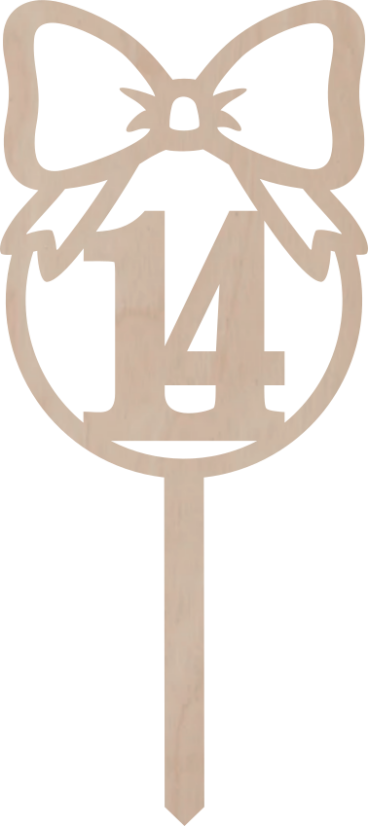 Drewniany topper – Cyfra w kole z kokardą - Liczebnik: 3