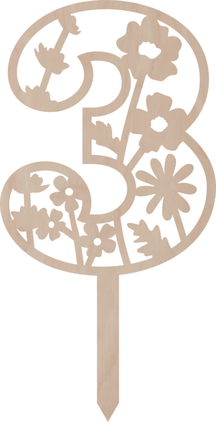 Dortový zápich Číslovka s květinovým vzorem