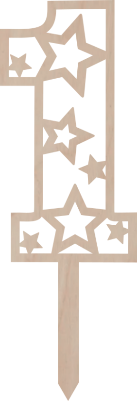 Dortový zápich Číslovka s hvězdami - Číslovka: 2