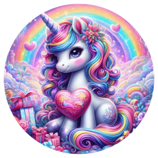 Jedlý tisk – Duhový jednorožec se srdíčkem
