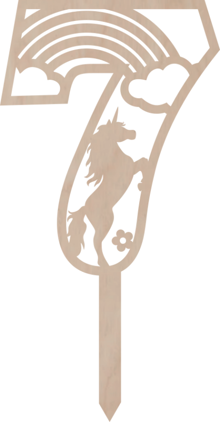 Dortový zápich Číslovka s Jednorožcem - Číslovka: 5