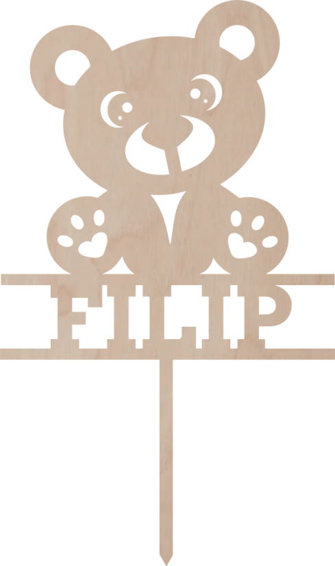 Drewniany topper na zamówienie – Miś z własnym imieniem