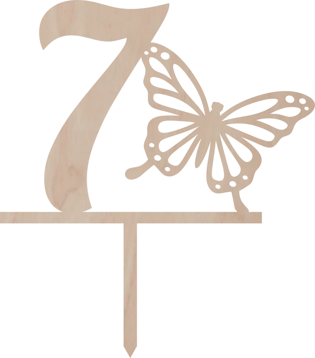 Topper na tort Cyfra z motylem