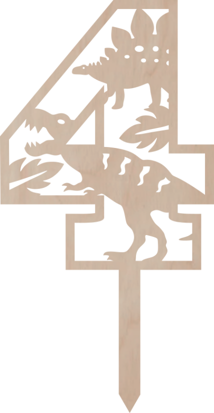 Tortový zápich Číslica s dinosaurom