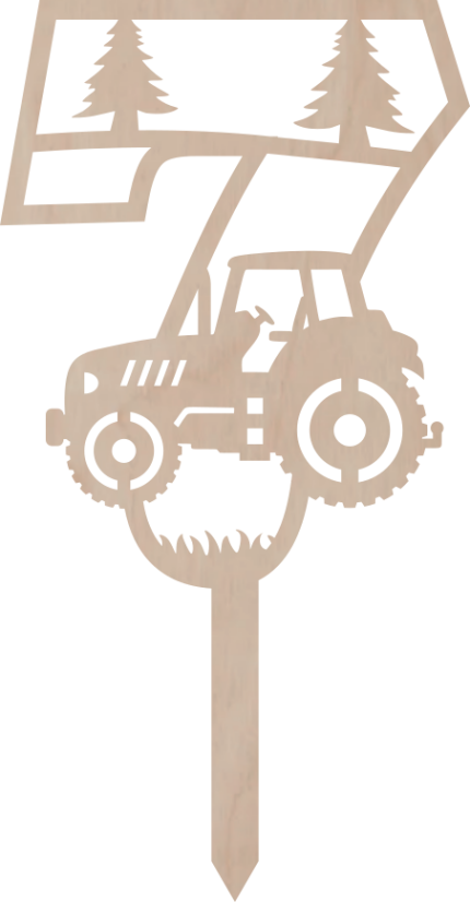 Dortový zápich Číslovka s traktorem