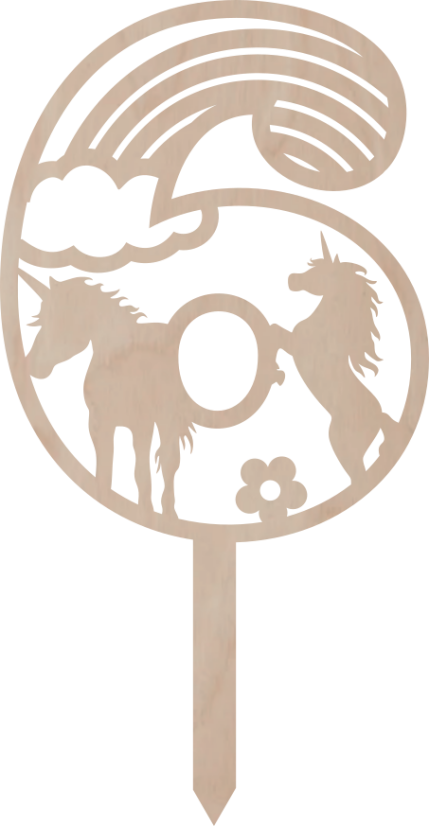 Dortový zápich Číslovka s Jednorožcem