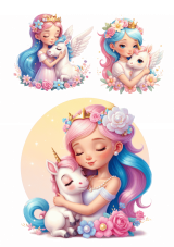 Jedlá tlač – Princezné s jednorožcami: Čarovné objatie