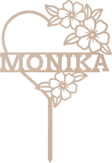 Drewniany topper na zamówienie– Kwiatowe serce z imieniem