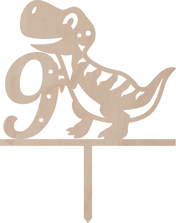 Dortový zápich Číslovka s Dinem - Číslovka: 5