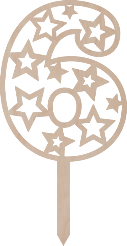 Dortový zápich Číslovka s hvězdami - Číslovka: 2