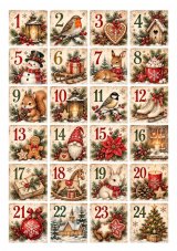 Jedlá tlač na adventný kalendár – vintage Vianoce 24 ks A4