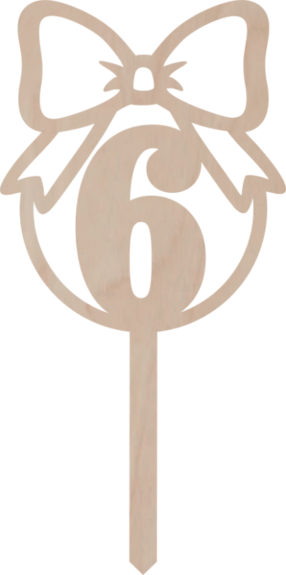 Drewniany topper – Cyfra w kole z kokardą - Liczebnik: 3