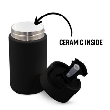 Nerezový termohrnček s keramikou a menom – čierna Rybárska edícia (400 ml)