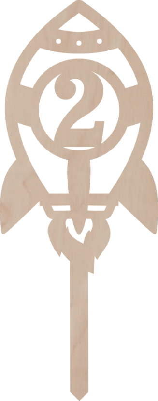 Drewniany topper – Rakieta z cyfrą - Liczebnik: 11