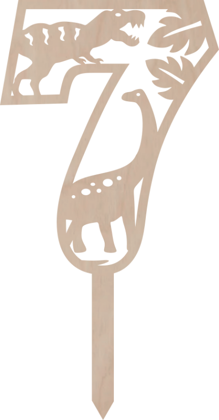Tortový zápich Číslica s dinosaurom