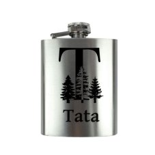 Nerezová placatice s vlastním jménem a motivem lesa (100 ml)