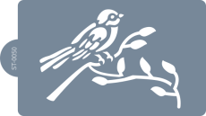Cukrářská šablona (Stencil) Zpěvný ptáček na větvičce