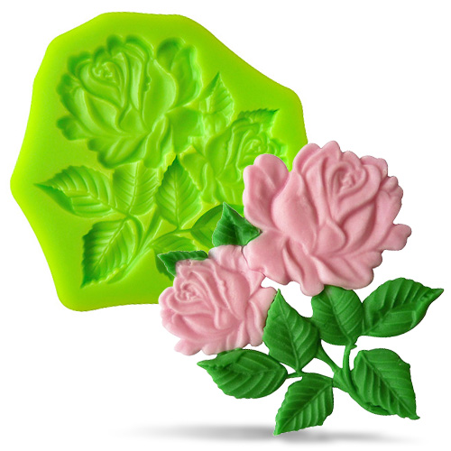 Forma silikonowa – Kompozycja róż z listkami