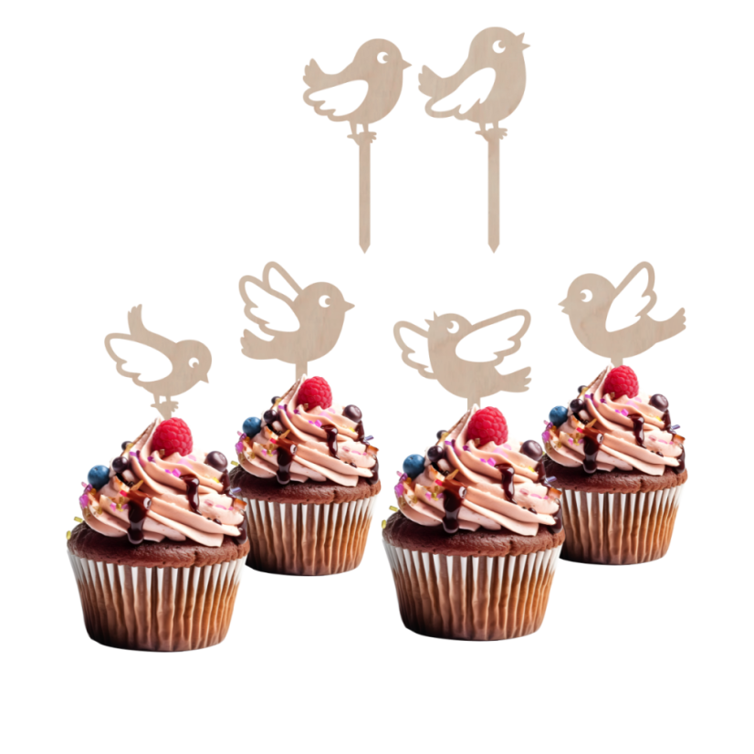 Cupcake zápichy Vtáčiky (Set 6 ks)