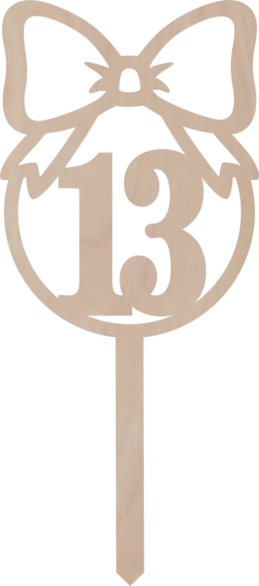 Drewniany topper – Cyfra w kole z kokardą - Liczebnik: 3