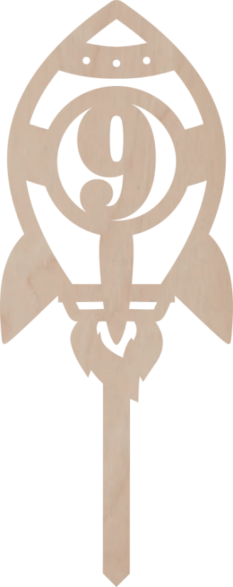 Drewniany topper – Rakieta z cyfrą - Liczebnik: 11