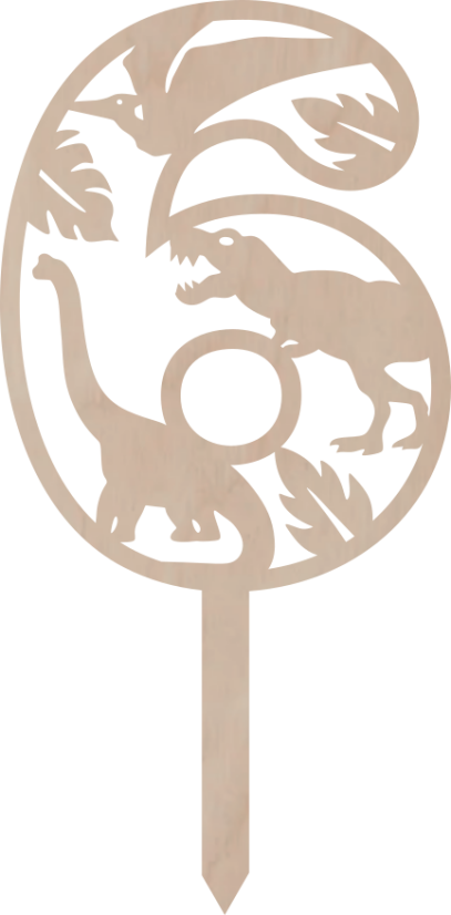 Topper na tort Cyfra z motywem dinozaura - Liczebnik: 7