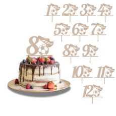 Topper na tort Cyfra z piłką nożną i korkiem