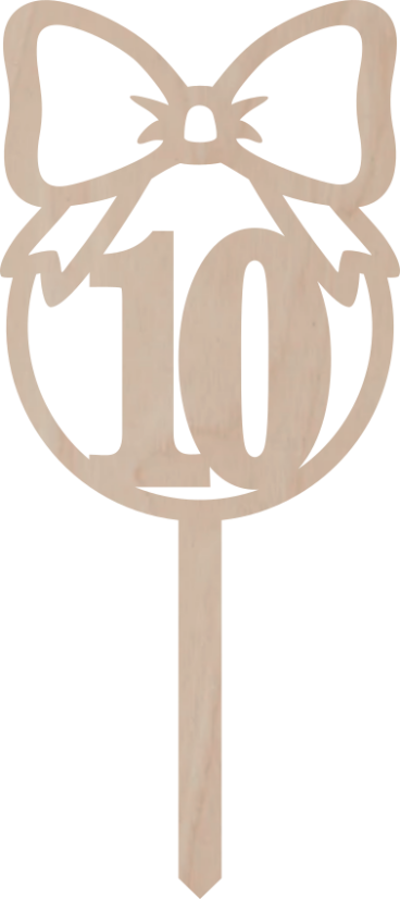 Drewniany topper – Cyfra w kole z kokardą - Liczebnik: 3