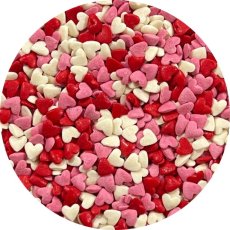 4Cake Cukrowe serduszka - białe, różowe i czerwone mix