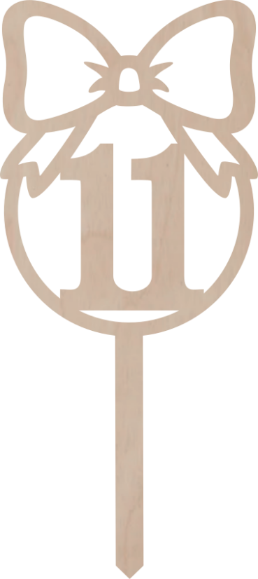 Drewniany topper – Cyfra w kole z kokardą - Liczebnik: 3