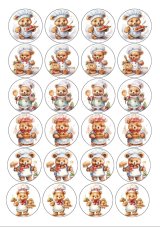 Jadalny nadruk na cupcakes Misie cukiernicy 24 szt.
