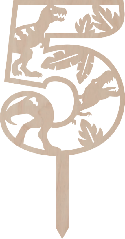Tortový zápich Číslica s dinosaurom