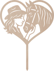 Drewniany topper – Wierna przyjaźń: Dziewczyna i koń w sercu