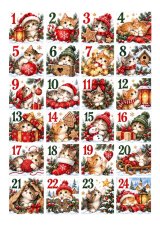 Jedlá tlač na adventný kalendár – mačičky 24 ks A4