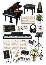 Jedlá tlač Klavír, piano a klávesy – hárok A4