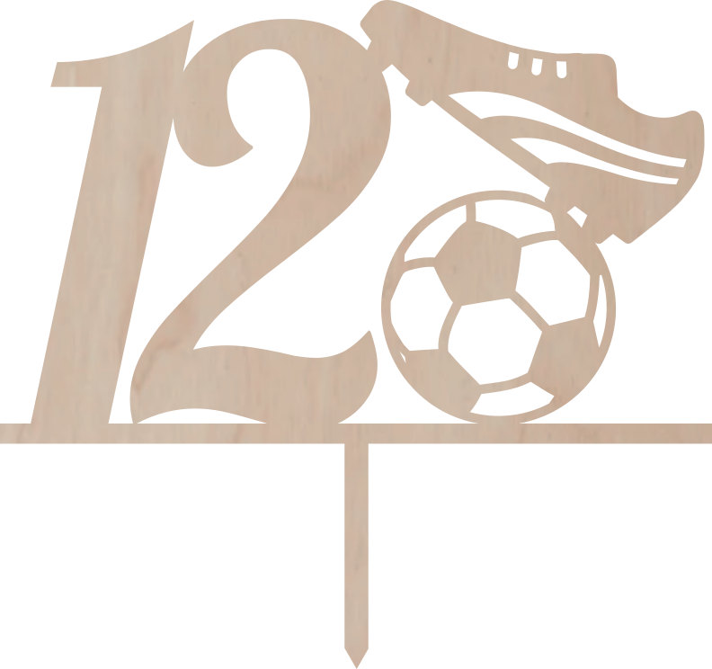 Tortový zápich Číslovka s futbalovou loptou a kopačkou