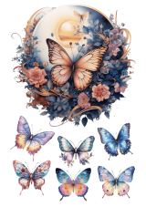 Jedlý tisk - Vintage motýli a květiny