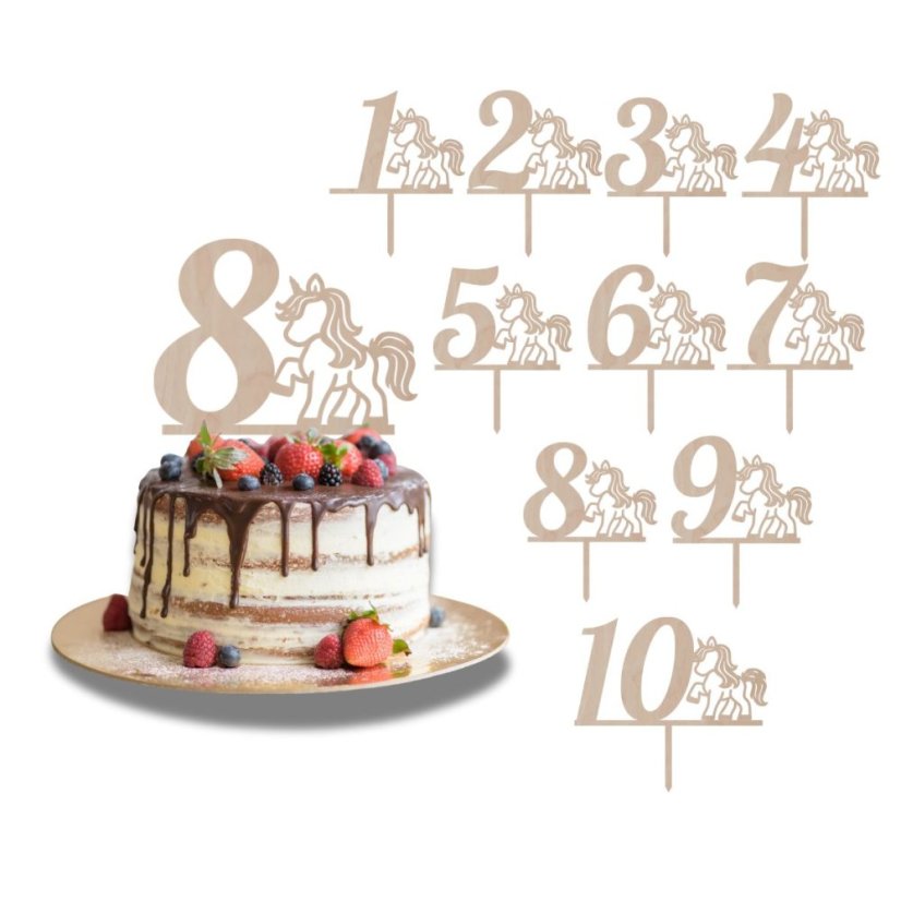 Dortový zápich Číslovka s poníkem