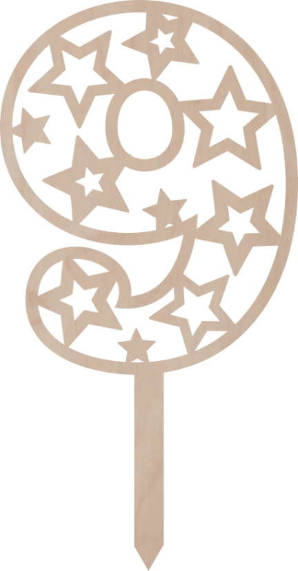 Dortový zápich Číslovka s hvězdami - Číslovka: 2