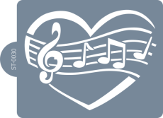 Cukrářská šablona (Stencil) Hudební srdce