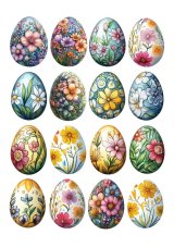 Jedlý papír - Květinová velikonoční vejce, 16 motivů